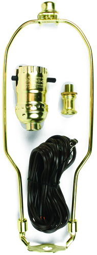 Jandorf 60132 Lamp Kit, 660 W, 250 V Socket, Brown Cord, Brass, Polished