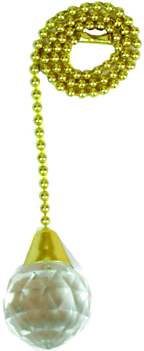 Jandorf 60320 Acrylic Sphere Pull Chain, 12 in L Chain, Brass