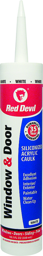 Red Devil 0846 Siliconized Acrylic Caulk, White, 10.1 fl-oz Cartridge