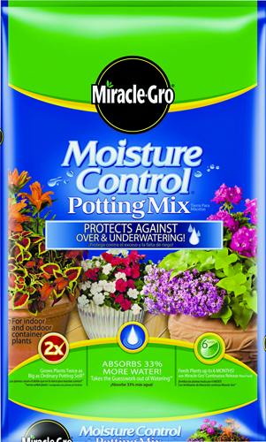 Miracle-Gro Moisture Control 76152300 Potting Mix, 2 cu-ft, Bag, Dark Brown,