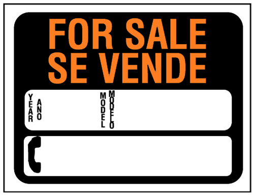 HY-KO Hy-Glo 3072 Identification Sign, For Sale Se Vende, Fluorescent Orange