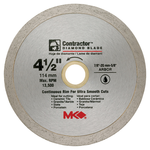 MK 167028 Circular Saw Blade, 4-1/2 in Dia, Diamond Cutting Edge, 7/8-20 to