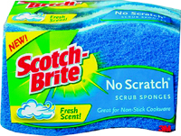 Scotch-Brite MP-3 Scrub Sponge, 4.4 in L, 0.8 in Thick, Cellulose, Blue
