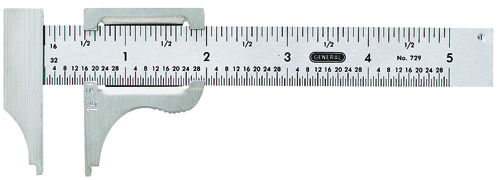 GENERAL 729 Slide Caliper, SAE, 0 to 4 in, Stainless Steel