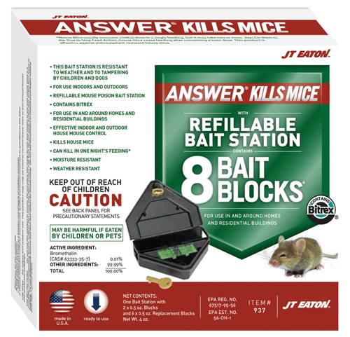 J.T. EATON Answer 937 Mouse Killer with Reusable Bait Station, 1 oz Bait