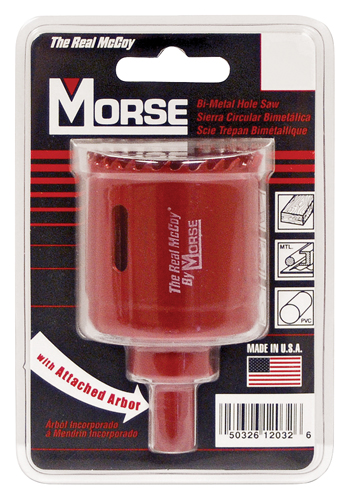 MORSE MHSA32C Hole Saw, 3/8 in Arbor, 1-15/16 in D Cutting, HSS Cutting Edge