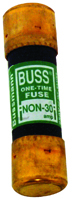 Bussman NON-30 Cartridge Fuse, 30 A, 250 VAC/125 VDC, 50 kA IR