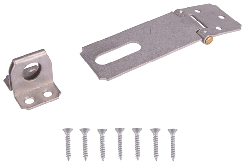 ProSource Fixed Staple Safety Hasp, 3-1/2 In L, Fixed Pin, Steel, Galvanized