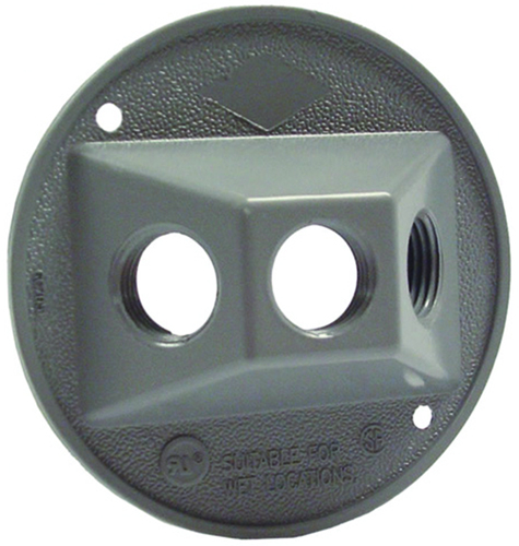 HUBBELL 5197-5 Cluster Cover, 4-1/8 in W, Round, Metal