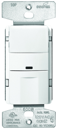 Eaton Wiring Devices OS306U-W-K Motion Sensor Switch, CFL, Fluorescent,