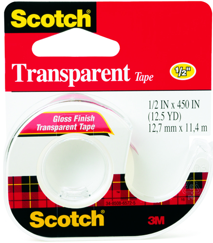 Scotch 144 Office Tape, 450 in L, 1/2 in W, Acrylate Adhesive, Acetate