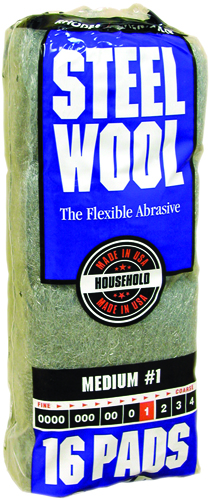 Homax 106604-06 Steel Wool Pad, #1-Grit, Medium, Metal