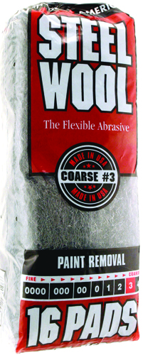Homax 106606-06 Steel Wool Pad, #3-Grit, Coarse, Metal