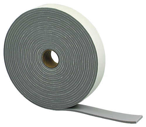 M-D 02352 Foam Tape, 30 ft L, 3/16 in Thick, PVC, Gray