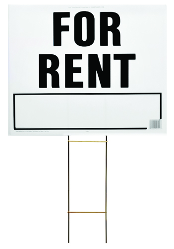 HY-KO LFR-4 Lawn Sign, Rectangular, FOR RENT, Black Legend, White Background