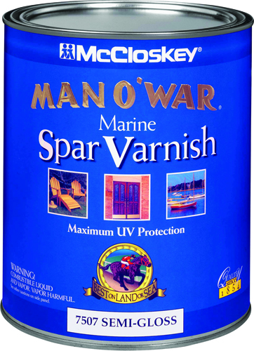 McCloskey Man O' War 7507 Marine Spar Varnish, Clear, Semi-Gloss, 1 qt Can