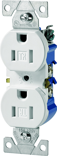 Eaton Wiring Devices TR270W Duplex Receptacle, 15 A, 2-Pole, 5-15R, White