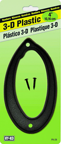 HY-KO PN-29/0 House Number, Character 0, 4 in H Character, Black Character