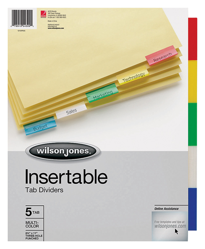 Wilson Jones W54309 Paper Dividers, 5 Tabs, Paper