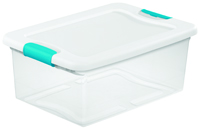 Sterilite 14948012 Latching Box, 15 qt Capacity, Plastic, Clear/White