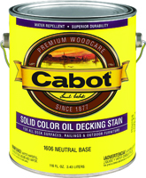 Cabot 1606 Decking Stain, Neutral Base, Opaque, 1 gal
