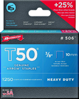 Arrow T50 Series 50624 Flat Crown Staple, 3/8 in L Leg