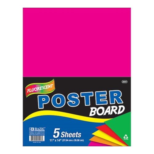 BAZIC 22 X 28 Fluorescent Red Poster Board Bazic Products