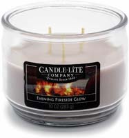 Candle Lite 3 Wick Fragranced Candle Jar - Evening Fireside Glow 283g - Grey