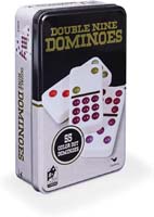 Cream Double 9 Standard Dominos Complete with Black Vinyl Case