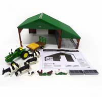 Shed with John Deere Tractor and Animals