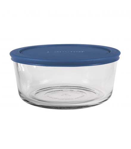 Classic Round Glass Food Storage with Blueberry, 7 Cups