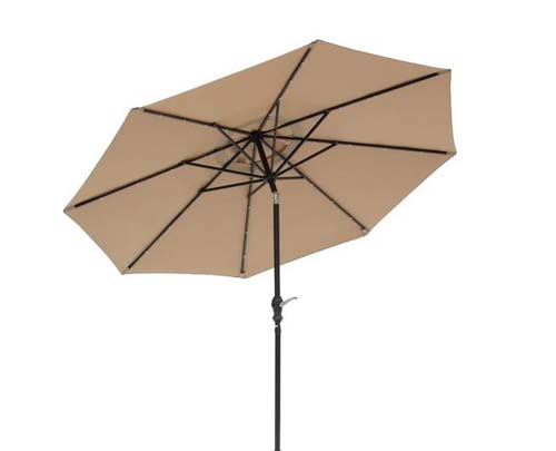 SUNRAY 9" ROUND SOLAR UMBRELLA TAUPE