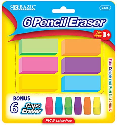 BAZIC NEON ERASER SET 12PK