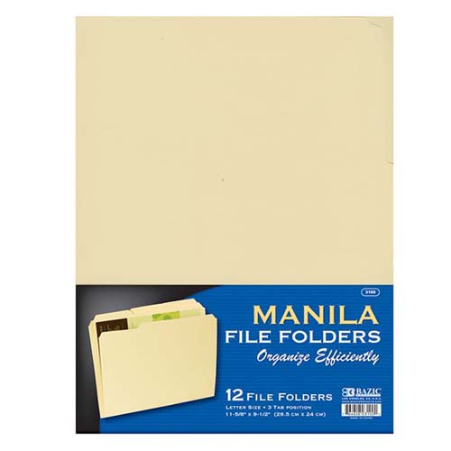 BAZIC MANILA FILE FOLDER 8.5 12P