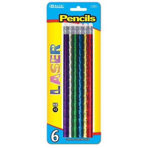 BAZIC FOIL WOOD PENCIL W/ERASER