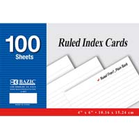 BAZIC 4X6 RULED WHITE INDEX CARD