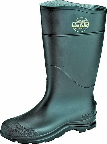 Servus 18822-8 Non-Insulated Knee Boot, #8, Plain Toe, Pull On Closure, PVC,