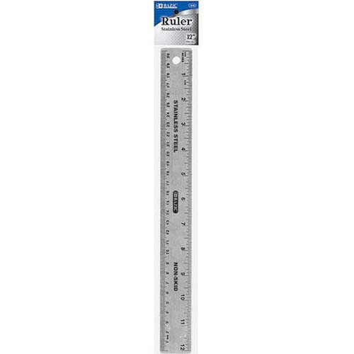 BAZIC SS 12" RULER NON SKID BACK