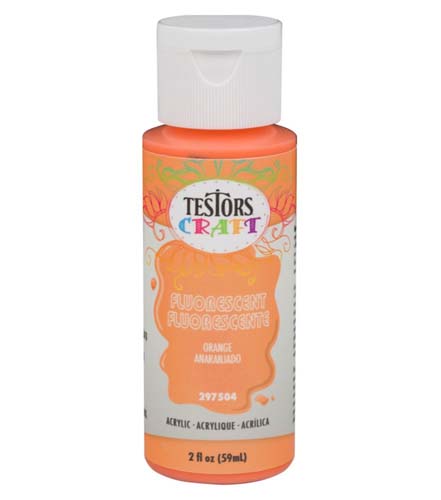 Testors Acrylic Craft Paint, Orange Fluorescent, 2-oz.