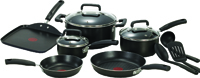 T-fal C530SC74 Non-Stick Cookware Set, Aluminum, Black, 12-Piece