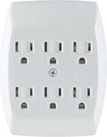 CW TAP DUPLEX TO 6OUTLET GRND WH