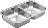 Moen 20 Gauge Drop-In Double Bowl Kitchen Sink, Stainless Steel