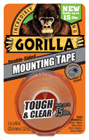 Gorilla Tough & Clear 6065003 Double-Sided Mounting Tape, 60 in L, 1 in W,