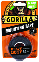 Gorilla 6055002 Heavy-Duty Mounting Tape, 60 in L, 1 in W, Black