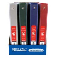 1" Assorted Color 3-Ring View Binder w/ 2-Pockets