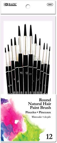 BAZIC Round Natural Hair Paint Brush Set