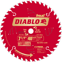 Diablo D0740A Circular Saw Blade, 7-1/4 in Dia, Carbide Cutting Edge, 5/8 in