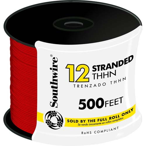 WIRE 12 STR THHN RED 500FT SPL