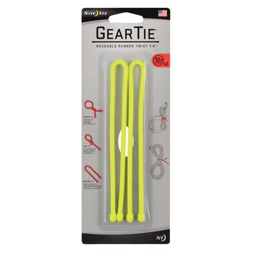 12" NEON YELLOW GEAR TIE 2PK