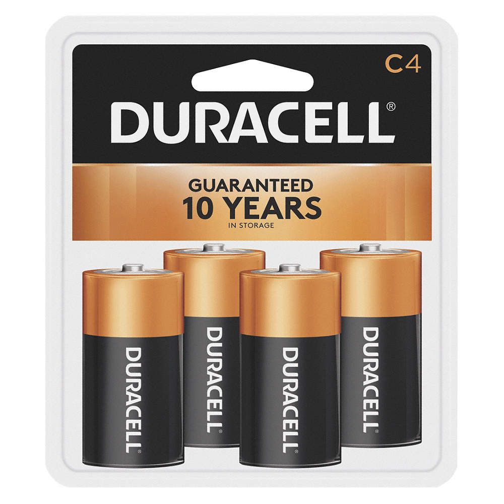 Duracell MN1400R4ZX Alkaline Battery, C, Manganese Dioxide, 1.5 V